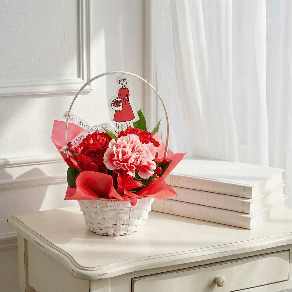 オードリーフラワーギフト(バスケット白)［AFG-50A］【おひとり様2個まで】